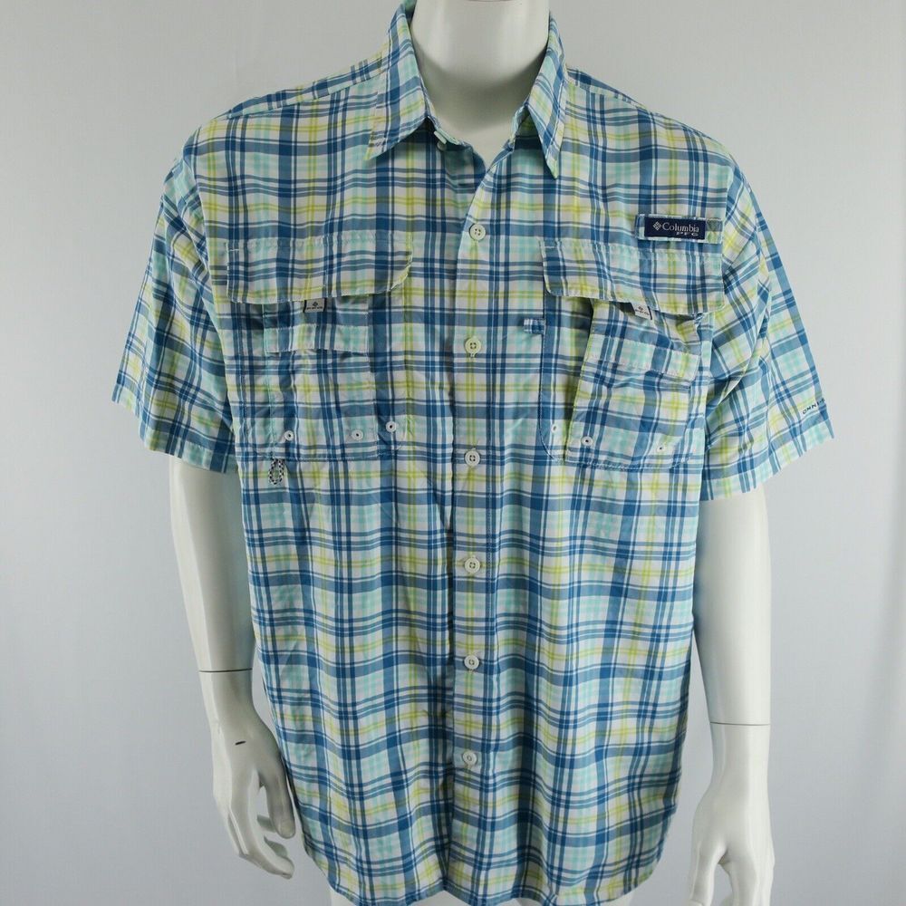 Columbia PFG Short Sleeve Super Bahama Men's Fishing Vented Shirt‎ Size L